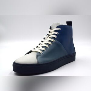 NEW Frances, Nekta Footwear, Designer Sneakers, Leather Sneakers, Stitched Blue